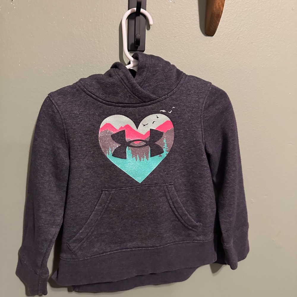 Under Armour Kids' Charcoal Hoodie with Heart Graphic